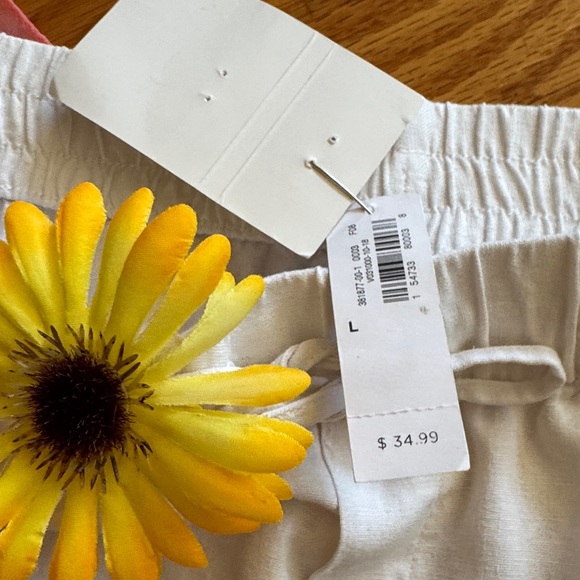 🩷 OLD NAVY; Brand New w/Tags; 55% Linen/45% Rayon White Viscose Pants; Size LT! - Picture 2 of 12